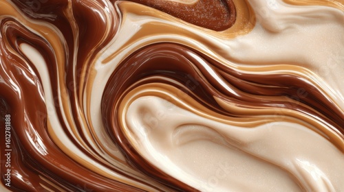 Wallpaper Mural A smooth mixture of chocolate and caramel swirls creates an inviting and delightful texture. The rich colors blend harmoniously, showcasing a creamy visual appeal perfect for desserts. Torontodigital.ca