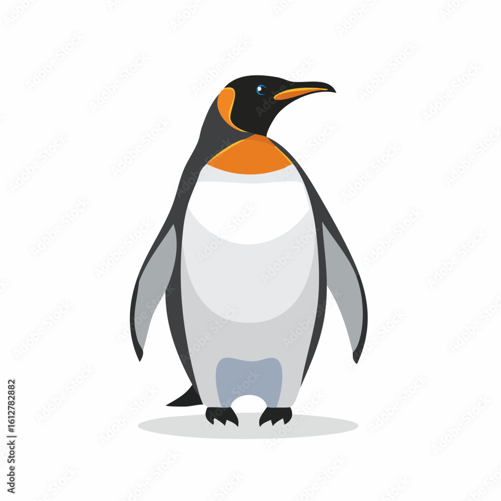 Naklejka premium Cartoon Emperor Penguin Illustration with Unique Markings and Distinctive Features Standing Proudly