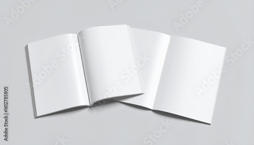 Two Open Magazines with Blank Spreads a Clean Minimalist Mockup for Design Presentation.