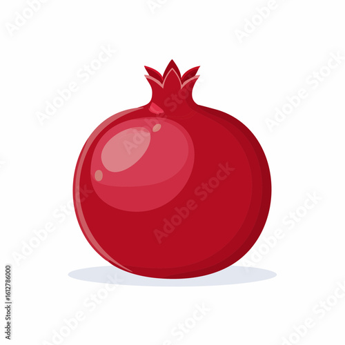 Vibrant pomegranate illustration showcasing its rich color and unique crown like calyx design