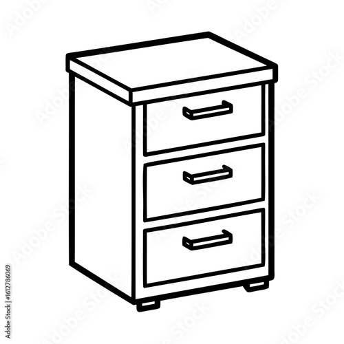 Three drawer cabinet with handles furniture storage