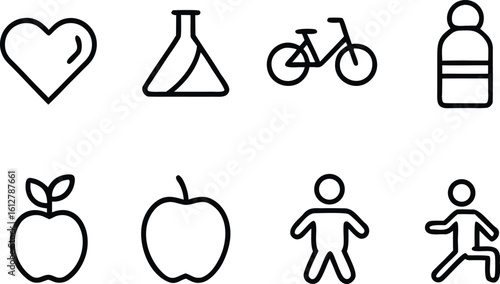 health and fitness icons set