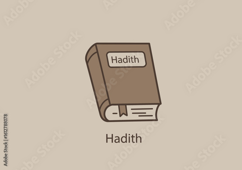 Illustration of the Hadith book, a collection of sayings and traditions of the Prophet Muhammad, representing Islamic wisdom and guidance.