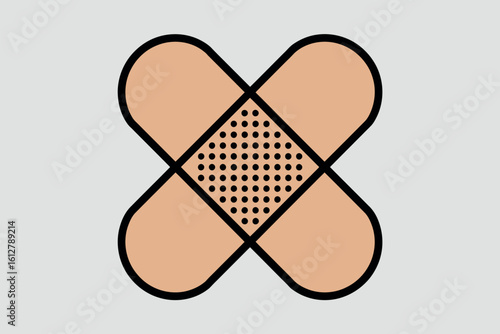 Two bandages crossed over each other forming an x shape