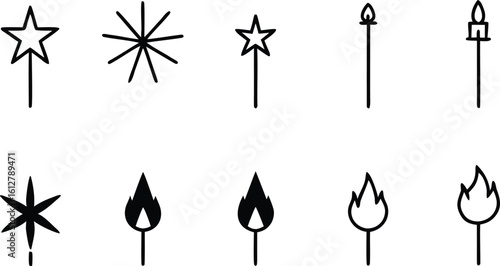 vector set of black and white silhouettes of stars