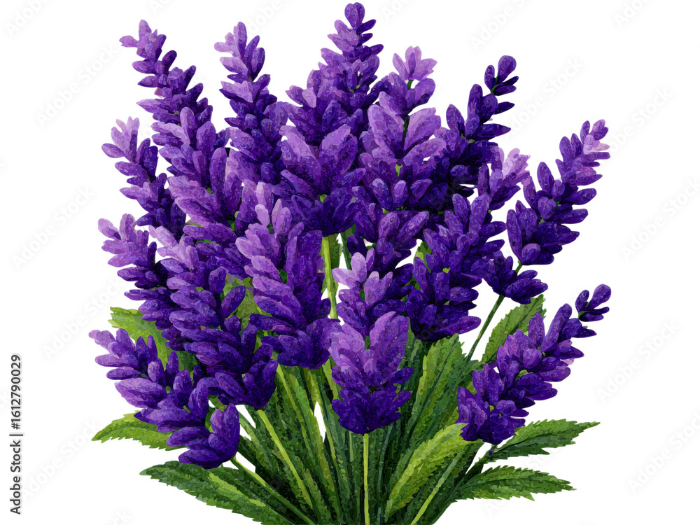 Obraz premium A vibrant bouquet of purple lavender flowers, Isolated On White Background, Png Transparent