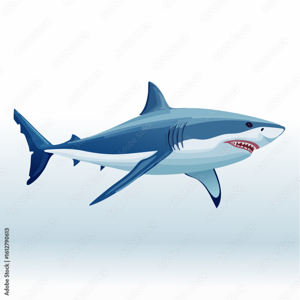 Fototapeta premium Stylized Great White Shark Illustration for Marine Life Education and Awareness