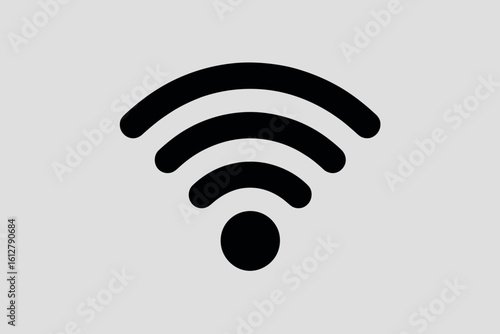Black wi fi signal icon on a light gray background