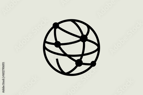 Abstract globe network connection symbol doodle art