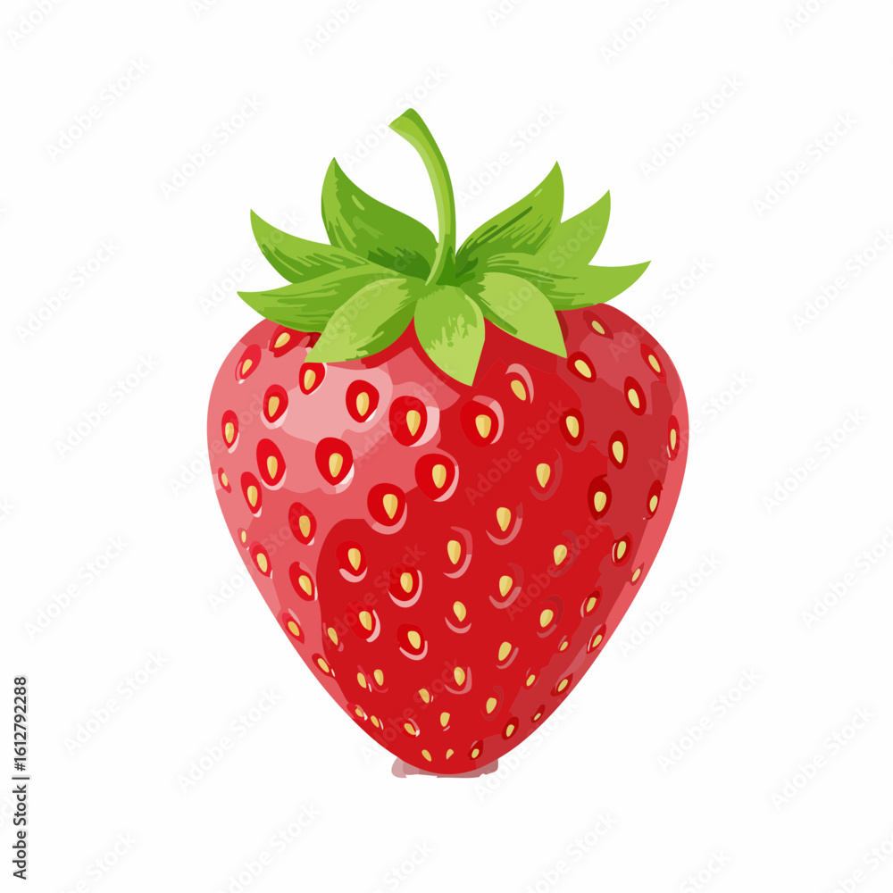 Fototapeta premium Vibrant strawberry illustration displaying its natural textures and bright red color