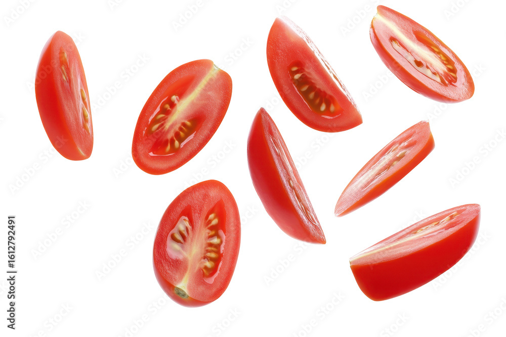 Fresh Red Tomato Slices Isolated on Transparent Background for Culinary and Dietary Use Fresh Red Tomato Slices Isolated on Transparent Background for Culinary and Dietary Use
