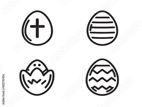 Clean 2D Easter design elements in assorted icons