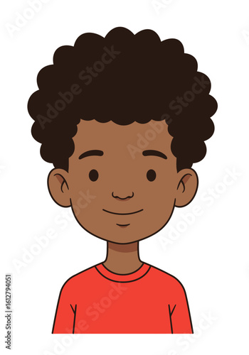 Biracial Boy with Afro Puff Portrait Vector Illustration
