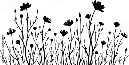 Wildflowers in Bloom" floral, flowers art vector bundle