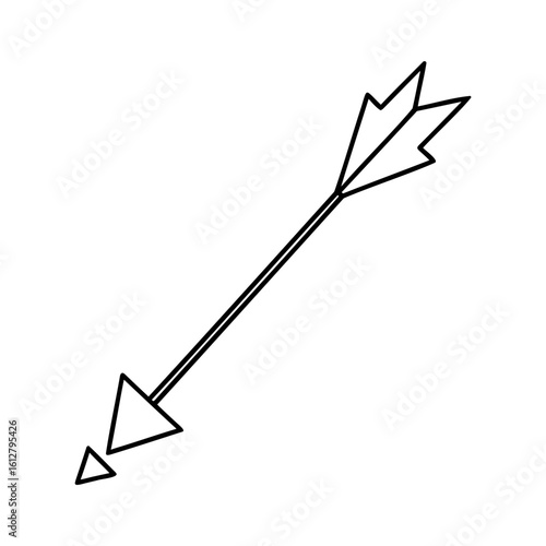 Arrow with fletching and arrowhead archery projectile