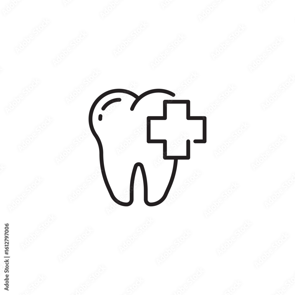 Obraz premium Dental health icon with plus sign for medical or healthcare