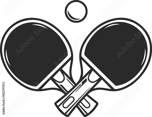 Table Tennis Racket and Ball Line Icon – Minimal Vector Symbol for Ping Pong, Sports, and Game Design