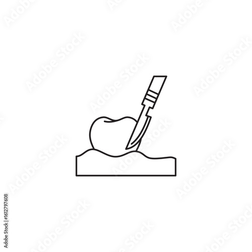 Surgical scalpel incision medical procedure outline icon vector illustration