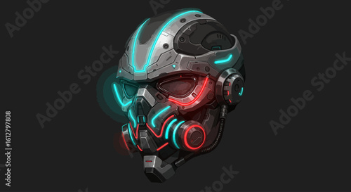 Futuristic Cyberpunk Mask High-Tech Facial Gear Concept