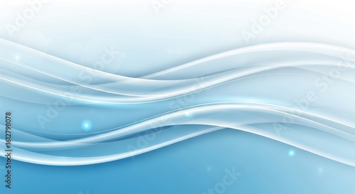 Abstract flowing blue and white waves with soft light and subtle sparkle effects