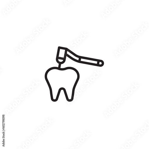 Dental restoration concept outline icon tooth filling and tooth care treatment