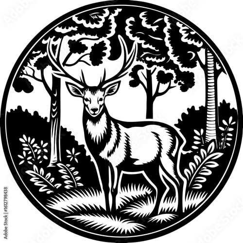 deer (linocut style)