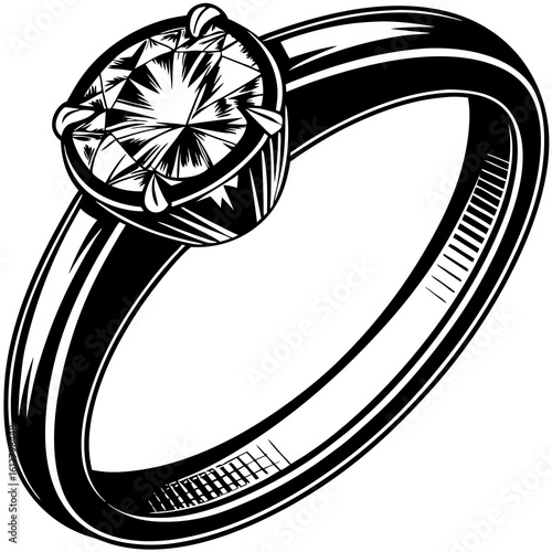 diamond ring (linocut style)