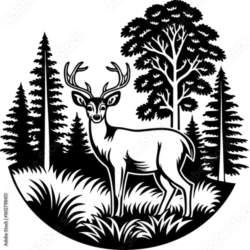 deer (linocut style)