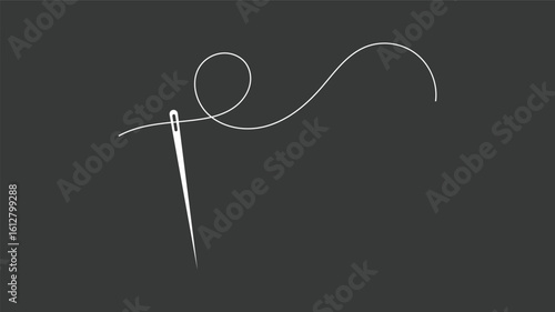 needle for sewing clothes line art icon for apps and websites