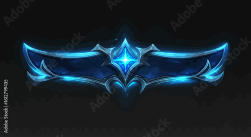Mystical futuristic border with a glowing blue crystalline frame. Fantasy or sci-fi game UI element.