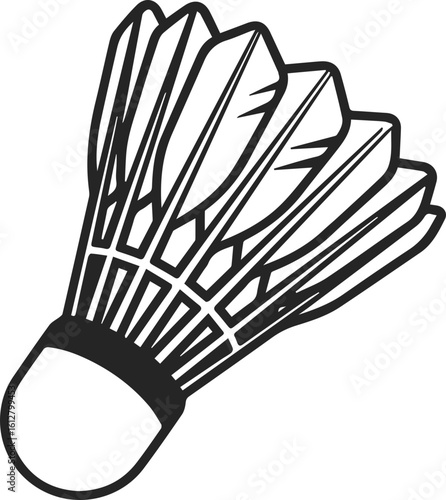 Shuttlecock Line Icon – Minimal Badminton Vector for Sports, Games, and Equipment Design