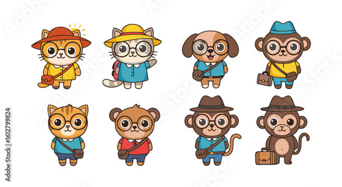 Cute Cartoon Animals Dressed Up Vector Illustration for Kids and Creative Projects