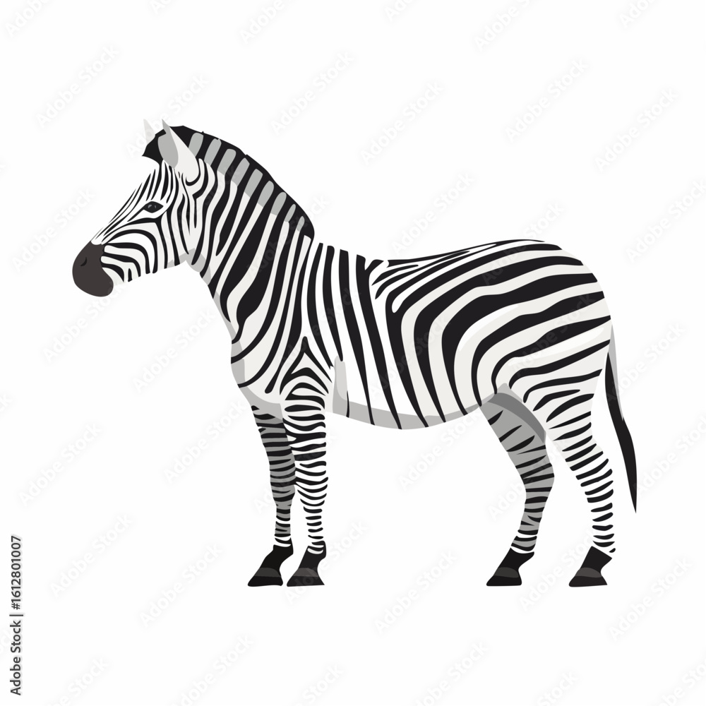 Naklejka premium Striking Zebra Illustration Depicting Wild Animal in Black and White Stripes