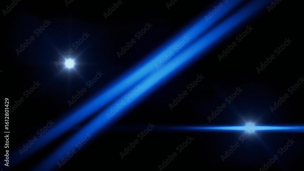 Obraz premium Abstract blue light streaks and flares in darkness