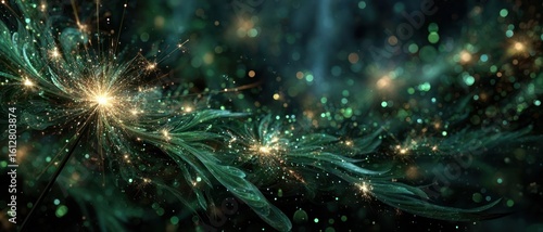 symbolic celebration image with sparklers and green lighting elements