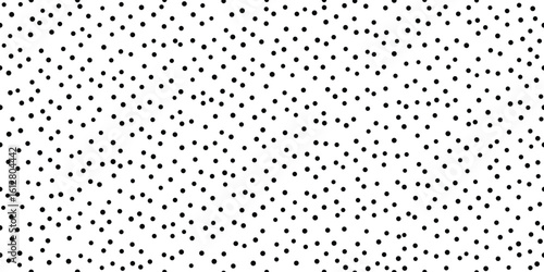 Seamless polka dot pattern. Random black dots background. Transparent PNG and vector illustration.
