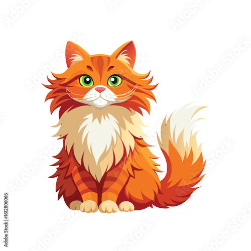 A cartoon illustration of an orange cat. 