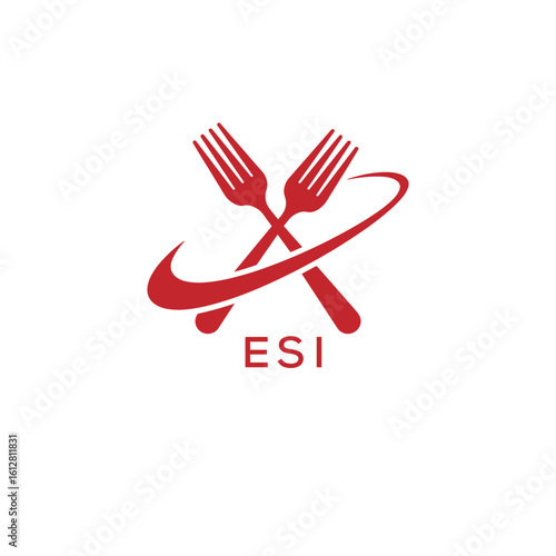 Modern ESI Fork Logo Design for Restaurant or Food Business Branding. ESI Letter Logo.
