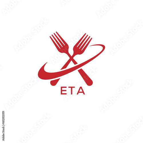Modern ETA Fork Logo Design for Restaurant or Food Business Branding. ETA Letter Logo.
