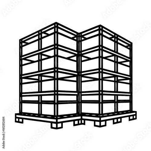 Black metal framework structure white