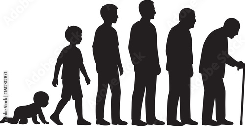Human Life Stages Silhouette Timeline Illustration