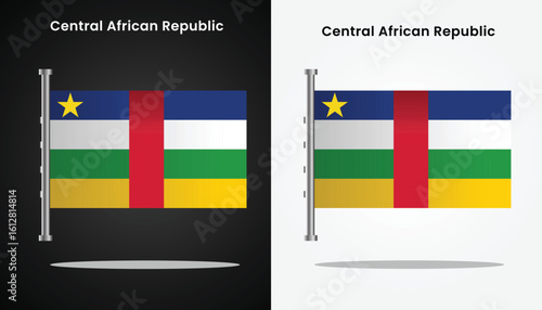 Beautiful and cool vector design image of  Central African Republic Flag Design and their country names with black and white background for design purposes