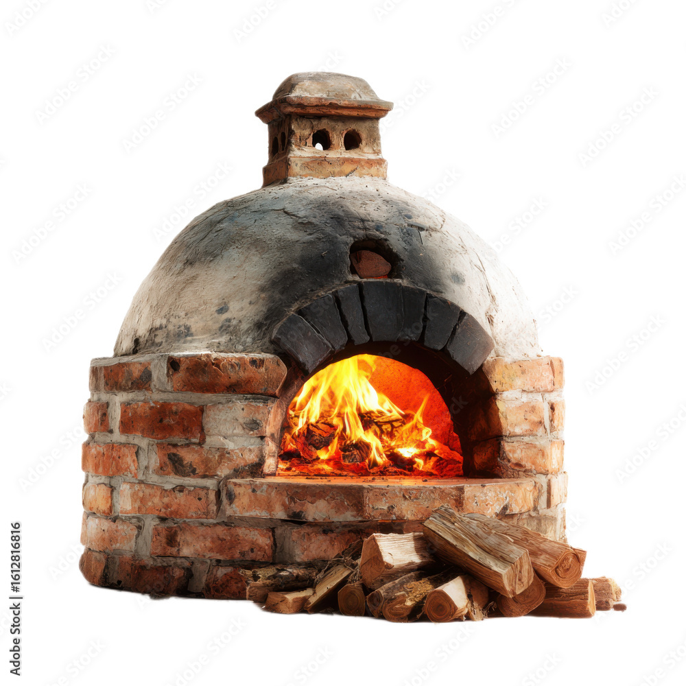 Obraz premium Brick oven with a fire burning inside