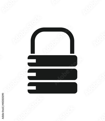 A simple black and white illustration of a combination lock, secured.
