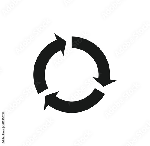 Simple black circular recycling symbol on white background.