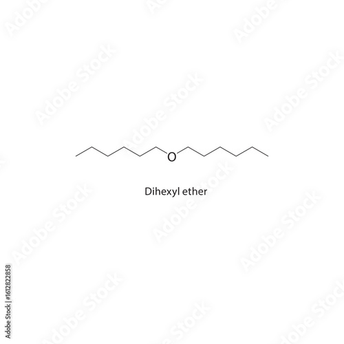 Dihexyl hexanedioate skeletal structure. Ester Compound compound schematic illustration. Simple diagram, chemical formula.