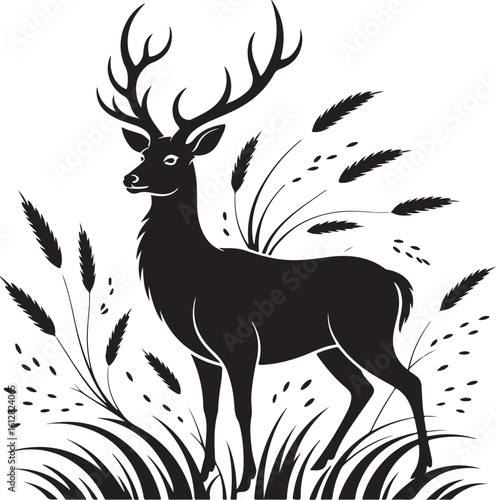 Elegant deer silhouette in a wild field