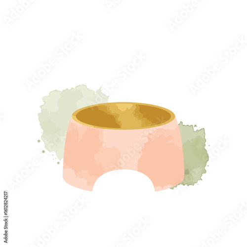 Elegant pet bowl in soft pastels with gold accents, modern decor
