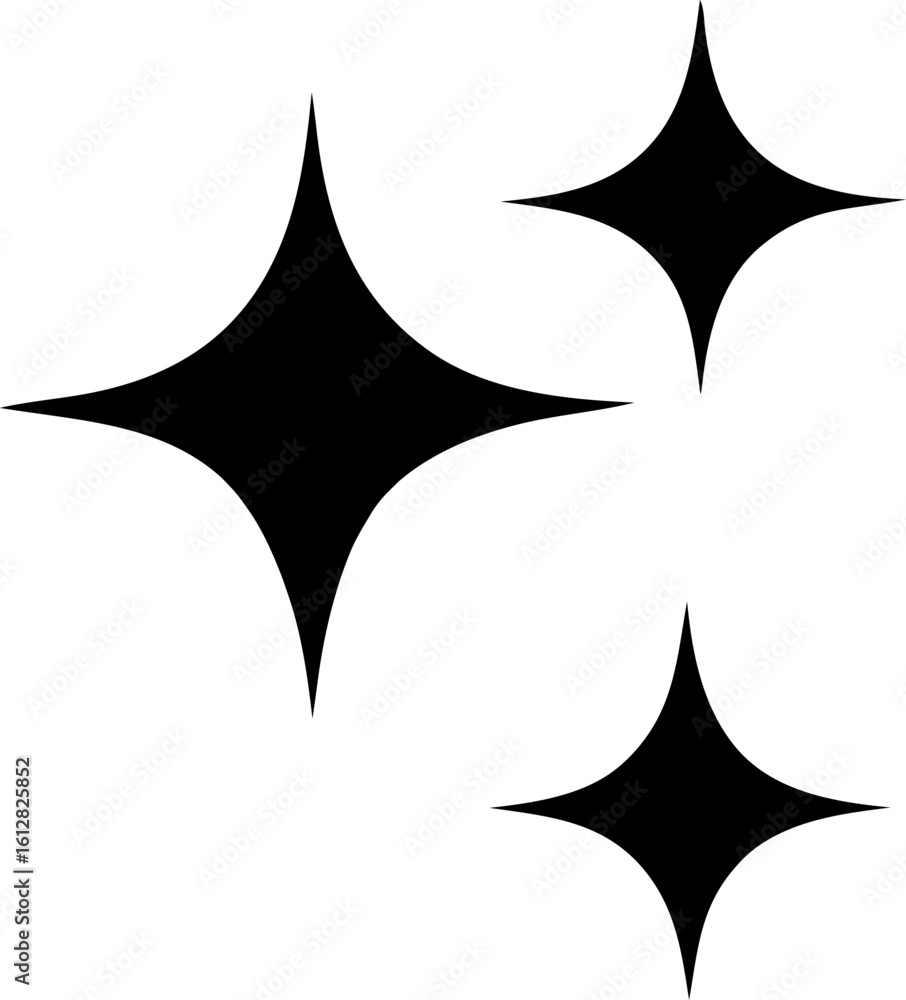 Fototapeta premium Three Bold Starbursts in Asymmetric Minimalist Silhouette Arrangement