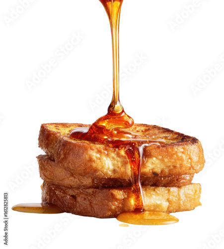 Stacked french toast drizzled with syrup